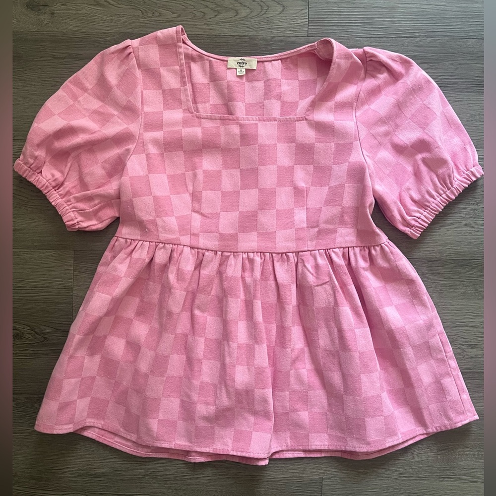 Denim Pink Checkered Top